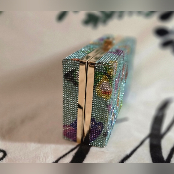 NWOT Butterfly Rhinestone Clutch (Green) - Picture 5 of 10
